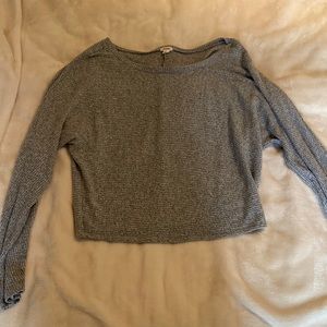 Small Grey Garage Long Sleeve Crop Top